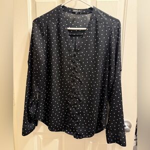 Express Black and White Patterned Blouse